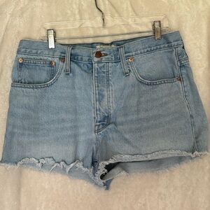 Madewell relaxed denim cut off shorts.